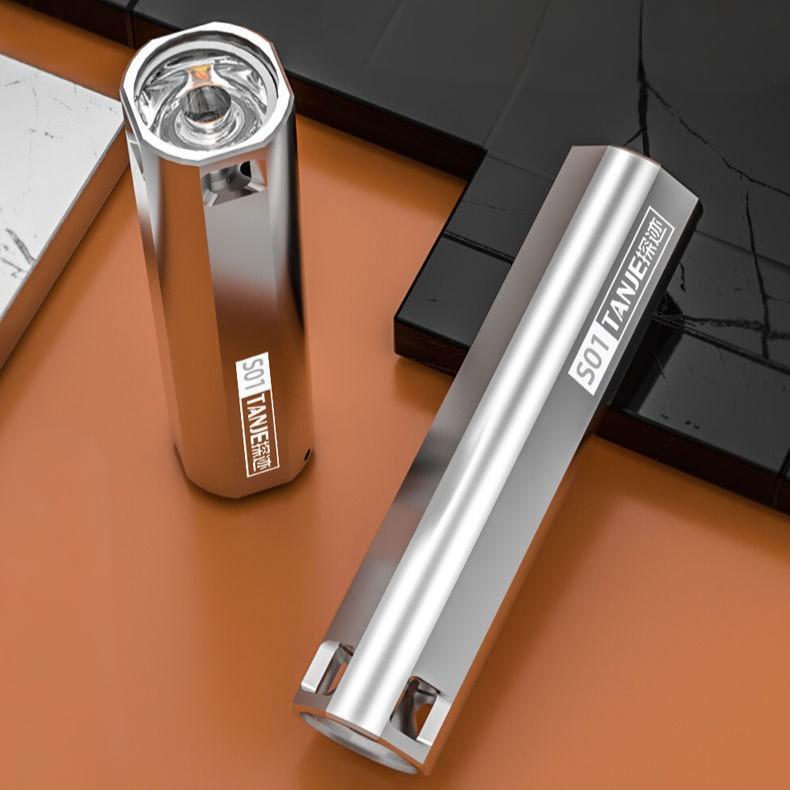Rechargeable LED Flashlight with Built-in Power Bank – 2000mAh, 10W ABS Portable Torch for Hiking, Search, Patrol & Everyday Carry