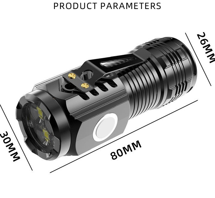 Mini Rechargeable LED Flashlight – 3W, 500mAh, Pocket Clip & Magnetic Base – Compact Torch for Everyday Carry, Camping & Emergency Use