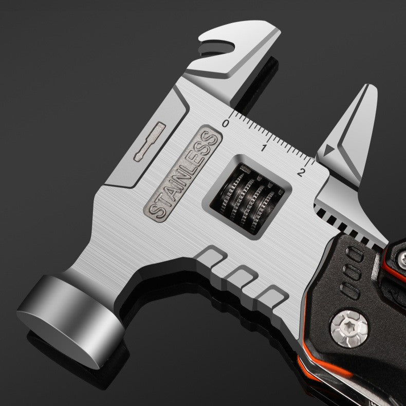 Outdoor Multi-Tool Hammer – Stainless Steel Folding Round-Head Hammer with Pliers, Screwdriver, and Emergency Functions for Camping & Car Kits