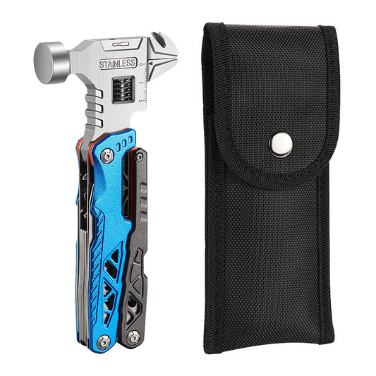 Outdoor Multi-Tool Hammer – Stainless Steel Folding Round-Head Hammer with Pliers, Screwdriver, and Emergency Functions for Camping & Car Kits